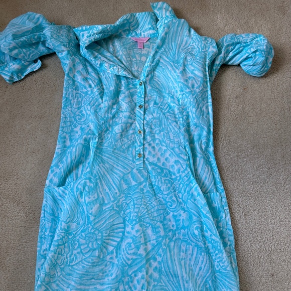 Lilly Pulitzer Turquoise Button-Down Swim Coverup - Picture 1 of 4
